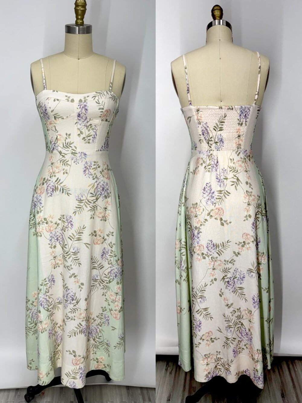 Super Natural by Secret Mission Pastel Floral Road Linen Blend Maxi Dress XS S